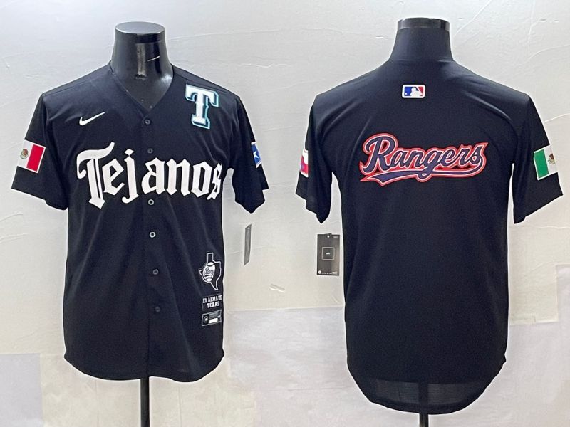 Men Texas Rangers Blank Black Five generations Joint Name 2025 Nike MLB Jersey style 8->texas rangers->MLB Jersey